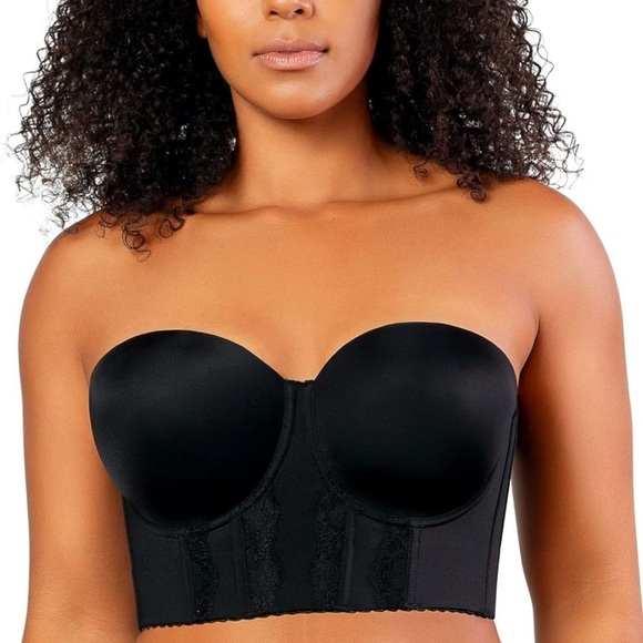 PARFAIT ELISSA P50116 FULL BUST FULL FIGURE STRAPLESS LONGLINE BRA BLACK 38GG - Picture 2 of 7